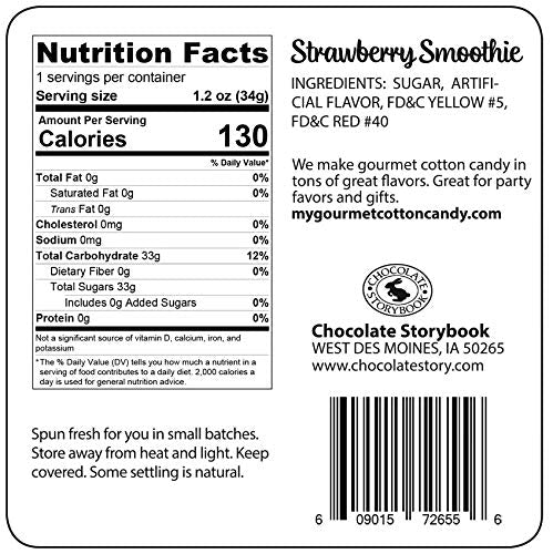 Strawberry Smoothie Gourmet Flavored Cotton Candy - Unique Idea For Holidays, Birthdays, Gag Gifts, Party Favors