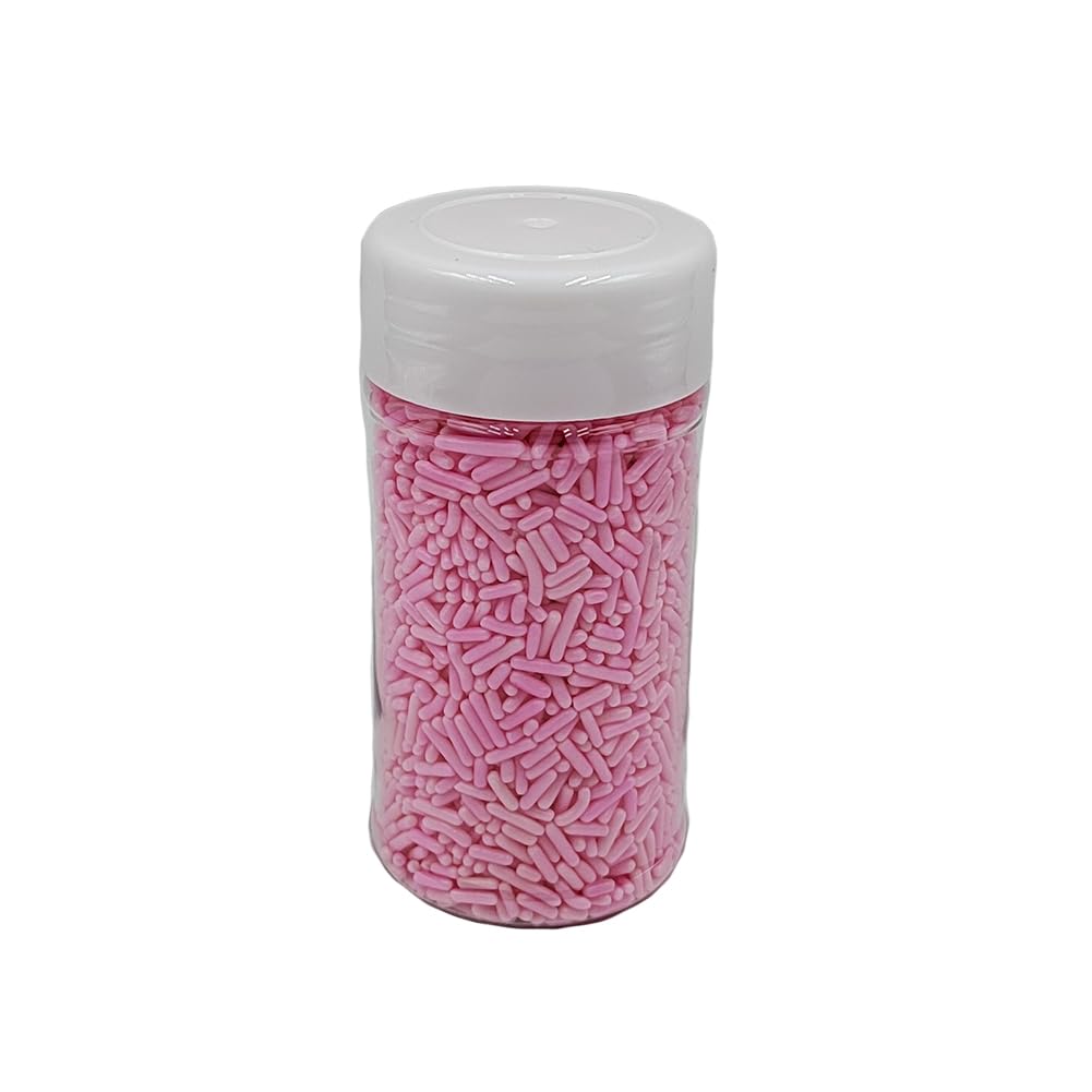 Homankit Pink Jimmies Sprinkles Edible Candy Toppings for Ice Cream, Cupcakes, Cakes, 2.75 Ounces