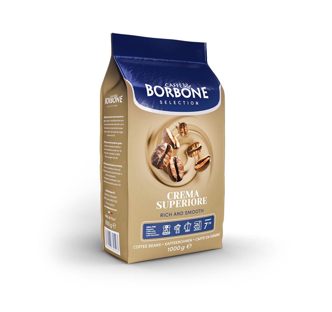 Caff Borbone Medium Roast Whole Bean Coffee - Crema Superiore - Premium Selection Of Arabica And Robusta Coffee Beans With Toast