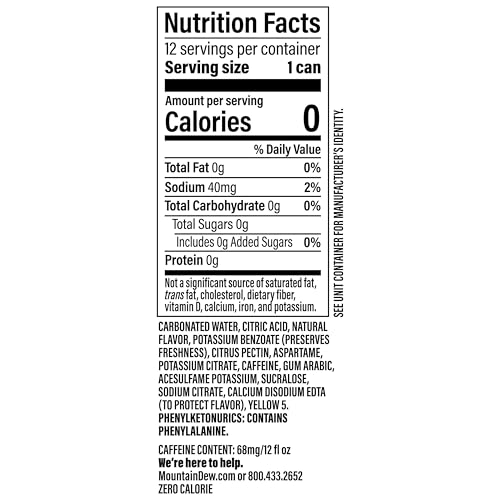 Mountain Dew Zero Sugar Soda, 12oz Cans (12 Pack)