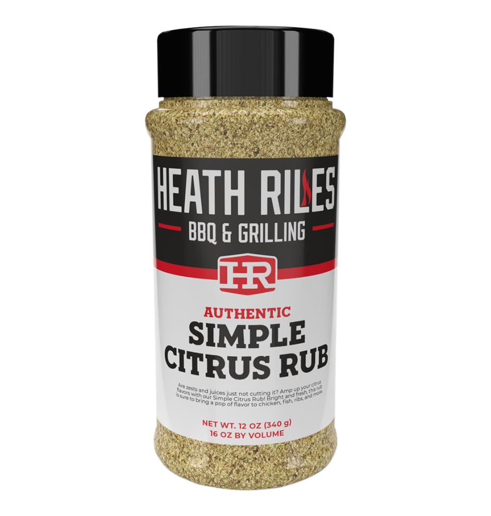 Heath Riles BBQ Rub - Simple Citrus Seasoning, 12 oz, Champion Pitmaster Recipe for Smoking & Grilling