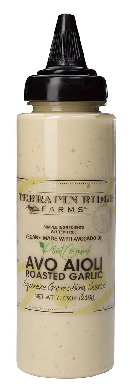 Terrapin Ridge Avo Aioli Roasted Garlic Sauce – Vegan, Gluten Free, 7.75 oz Squeeze Bottle