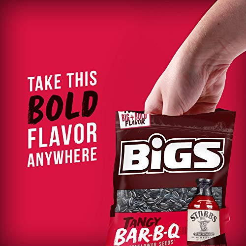BIGS Sunflower Seeds, Stubbs Tangy Bar-B-Que Flavor, Softball Stocking Stuffer, 5.35 oz. (Pack of 12)