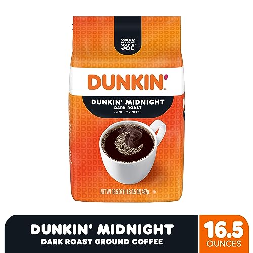 Dunkin Midnight Dark Roast Ground Coffee, 16.5 Ounce