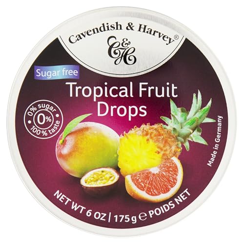 Cavendish & Harvey Tropical Fruit Candy, Sugar-Free, 6.2 oz Can