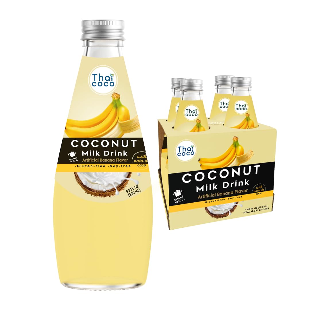 Thai Coco - Banana Coconut Milk Drink with Nata De Coco - 9.8 fl. oz. 4 Pk