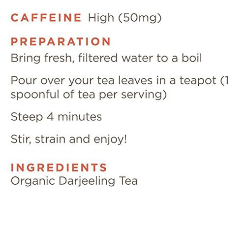 Golden Moon Tea Organic Darjeeling Black Tea Loose Leaf - 1 Pound, Non-GMO, 192 Servings