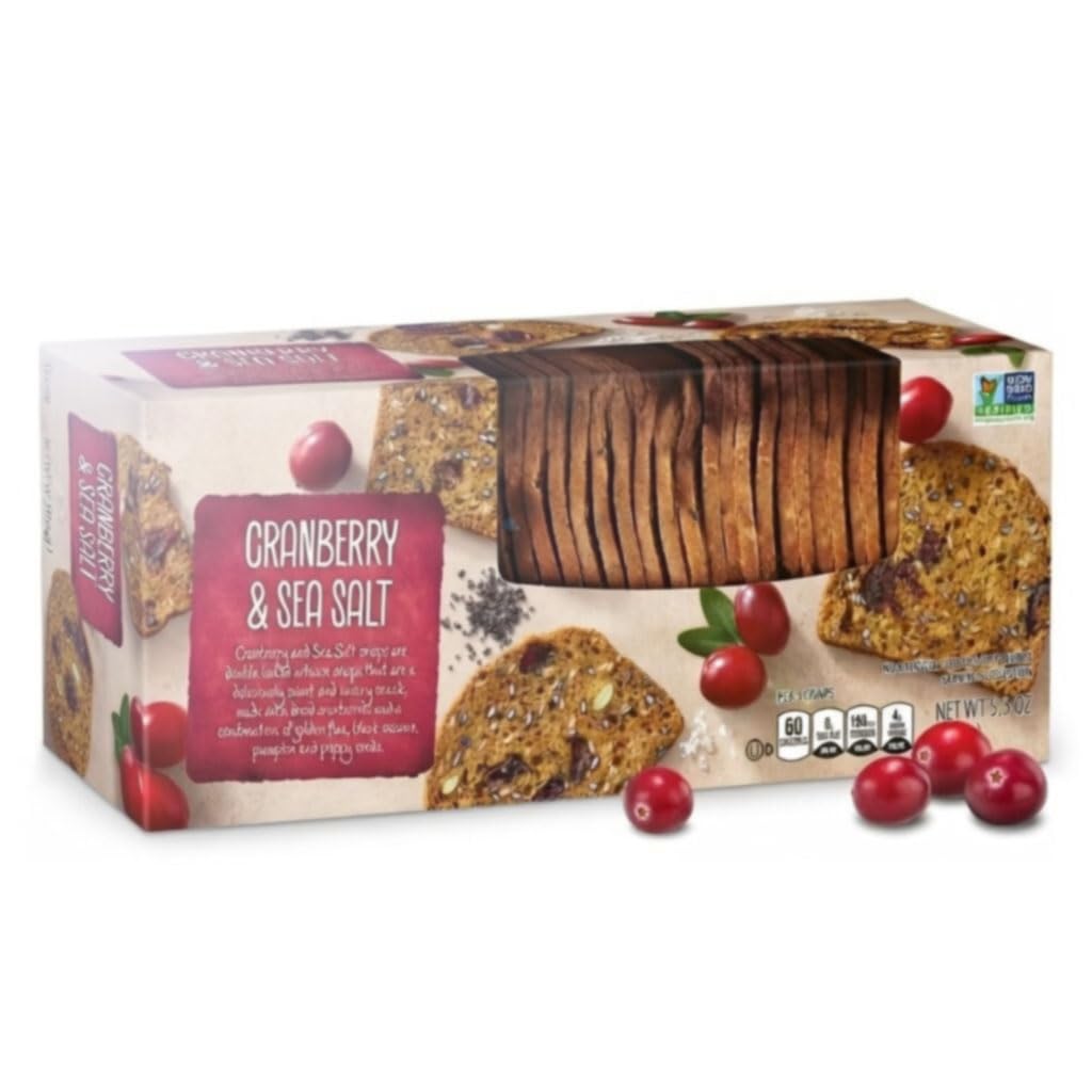 Naturals Artisan Crisps  Cranberry & Sea Salt Breakers  Double Baked Snack Food For Cheese  Meats  Spreads & Charcuterie Boards  Non-Gmo  Kosher  No Preservatives  Savoritz 5.3Oz Box
