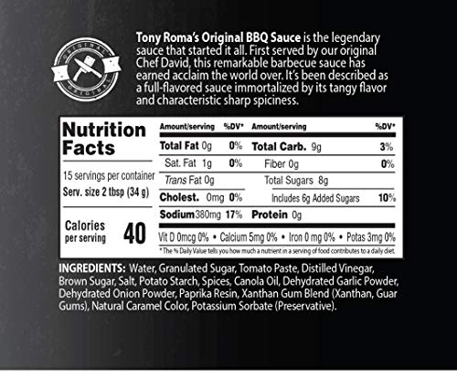 Tony Romas Original Barbeque Sauce, 18 Ounce (Pack of 6)