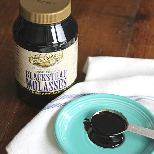 GOLDEN BARREL Unsulfured Black Strap Molasses, 32 Fl Oz, BLAWM-12/32