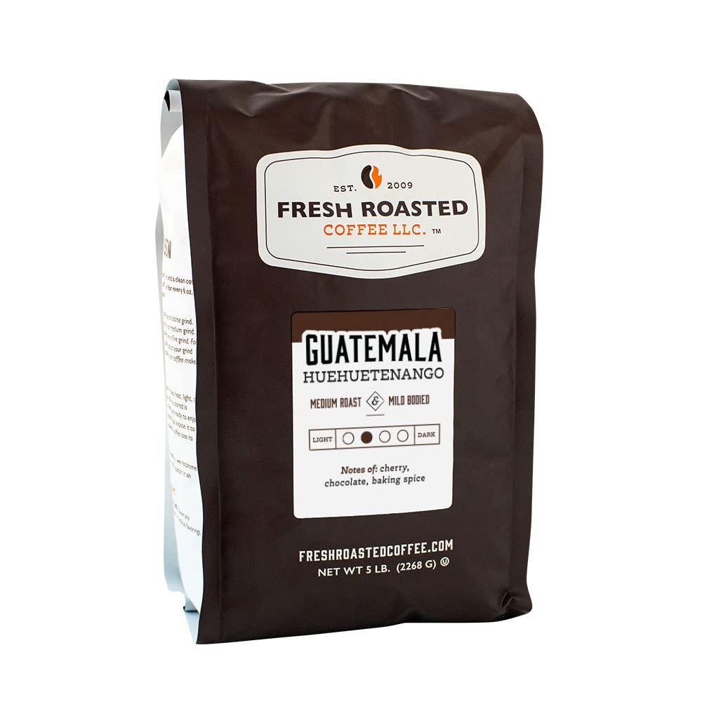 Fresh Roasted Coffee, Guatemalan Huehuetenango, 5 Lb (80 Oz), Medium Roast, Kosher, Ground