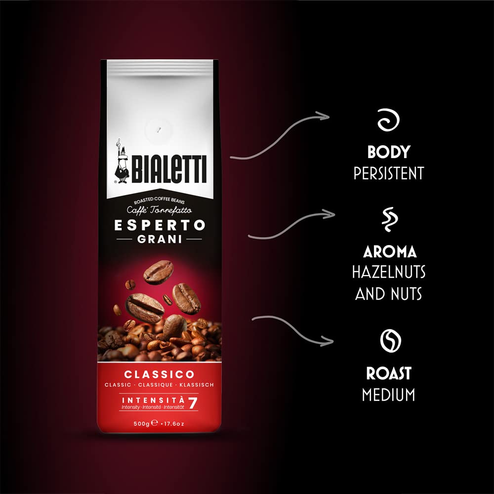 Bialetti Esperto Grani Coffee Beans, Classic Flavor, 500g (17.64 oz), Model 096080333