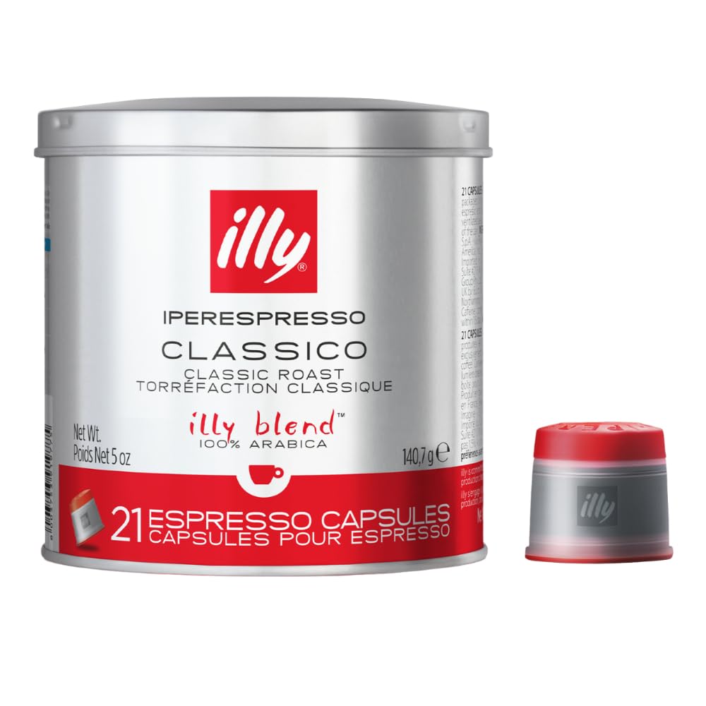 illy Coffee iperEspresso Capsules - Single-Serve Coffee Capsules & Pods - Single Origin Coffee Pods - Classico Medium Roast with Notes of Caramel - For iperEspresso Capsule Machines - 21 Count