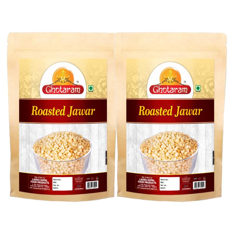 Ghotaram Nanded Roasted Jowar KURMURA MURMURA, Jowar JAWAR Puff for Healthy Breakfast Tea Time Oil Free Namkeen Snack, Travel Fr
