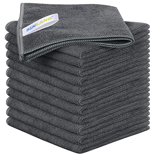 Sinland Microfiber Rag Absorbent Cleaning Cloth Kitchen Dish Cloth Quick Dry Streak Free Dish Rags Glass Cloths 12Inchx12Inch 12