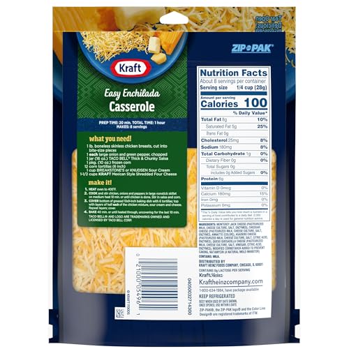 Kraft Natural Shredded Mexican Style Four Cheese (8 oz Bag)