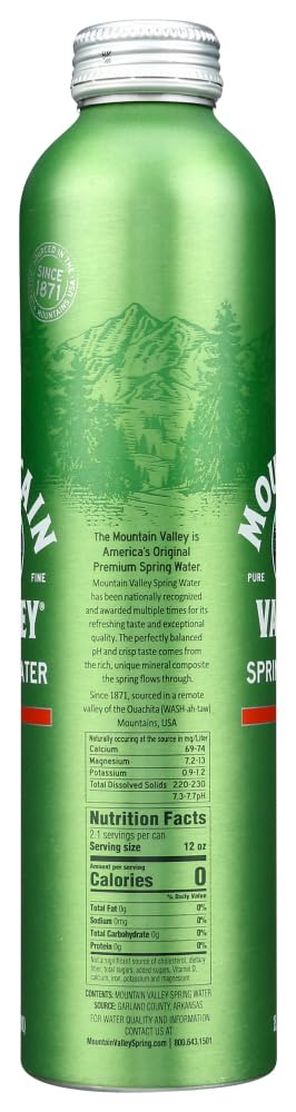 Mountain Valley, Spring Water, Aluminum Bottle, 25.36 ounces, 750ml (Pack of 12)