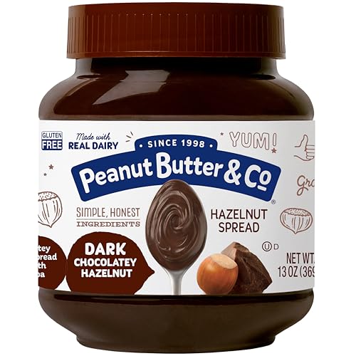 Peanut Butter & Co. Hazelnut Spread, Dark Chocolatey Hazelnut, Gluten Free & Non-GMO, 13 Oz (Pack of 6)