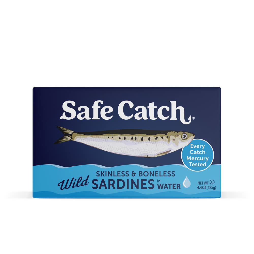 Safe Catch Wild Sardines in Water Skinless Boneless Wild-Caught Sardine Fillets Lowest Mercury Limit, Keto Food Kosher Non-GMO S