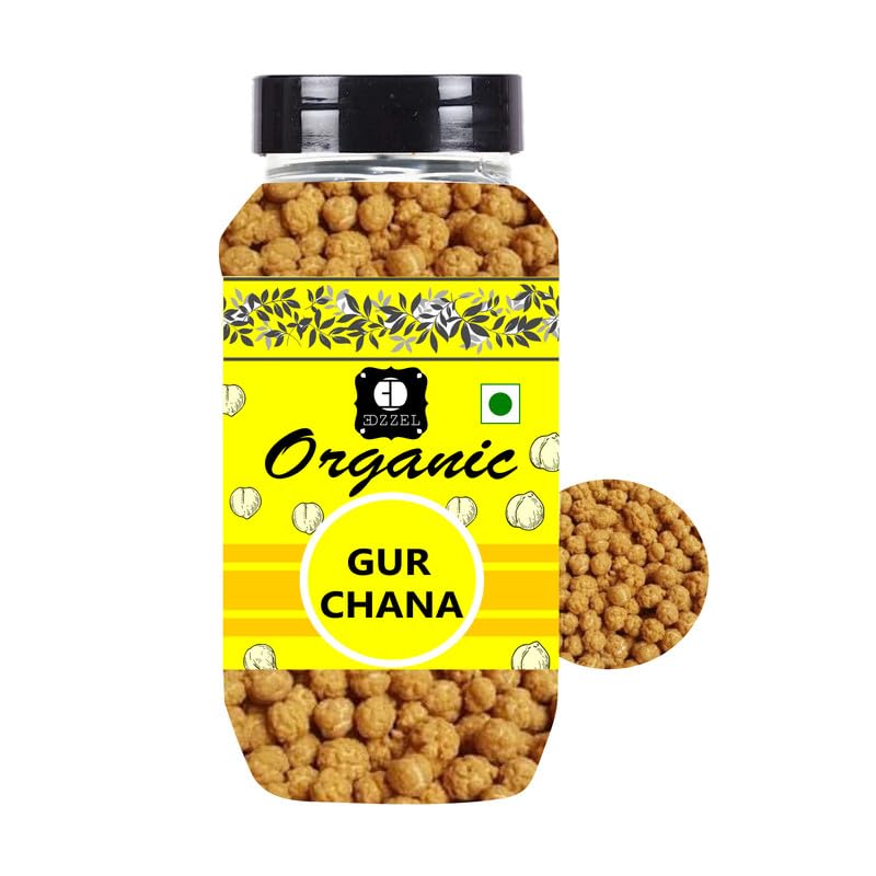 Edzzel Organic Gur Chana Traditional Enhanced Quality Hygienically Packed | Vegan | Gluten Friendly | Non-Gmo | Indian Origin - 100 Gm