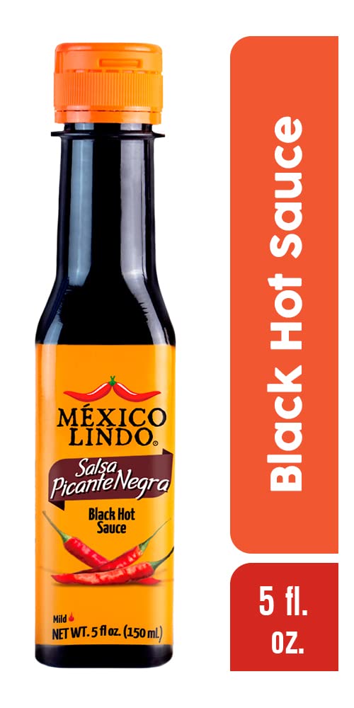 Mexico Lindo Picante Negra Hot Sauce | Light & Spicy | 8,400 Scoville Level | Great With Asian Food, Seafood & Meat | 5 Fl Oz Bottle (Pack Of 6)