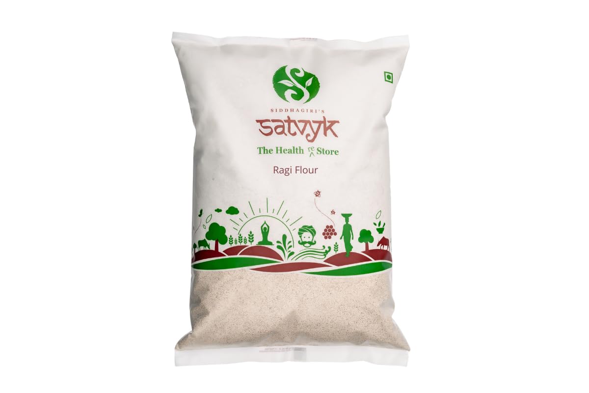 S Siddhagiri'S Satvyk The Health Re Store - Organic Ragi Flour - (1Kg) - Stoneground | Gluten-Free Finger Millet Flour | Super-N