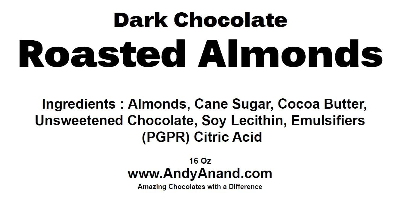 ANDY ANAND CHOCOLATIER Dark Chocolate Covered Almonds with Greeting Card, 16 oz, Gourmet Gift for All Occasions
