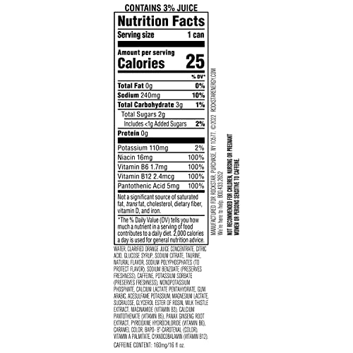 Rockstar Energy Drink, Recovery Orange, 16 Fl Oz, Pack of 12, Model 00012000240362