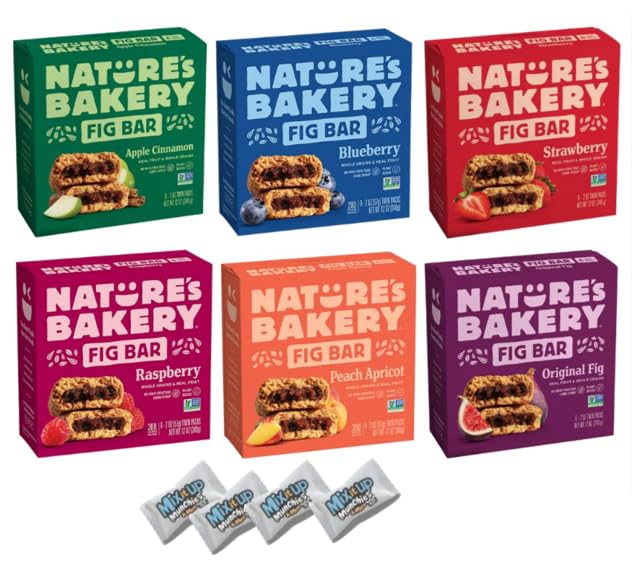 Whole wheat Fig Bars Original Real Fruit - 36 ct. 6 Boxes, 2 Ounce (Pack of 36) + 4 MIMM Mints |Great for a gift basket idea.