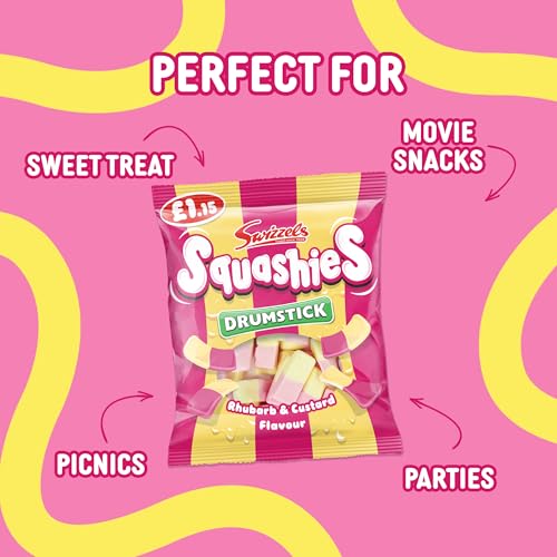 Swizzels Drumstick Squashies Rhubarb & Custard Flavour 120g (Pack of 6)