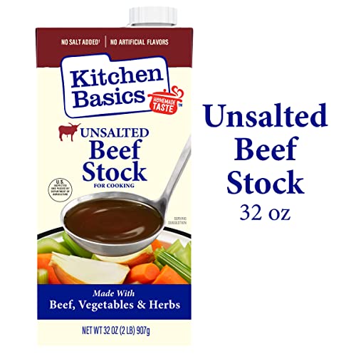 Kitchen Basics Unsalted Beef Stock, 32 oz, Pack of 12, Gluten Free, No Artificial Flavors