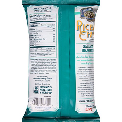 Lundberg Family Farms Sesame Seaweed Rice Chips - Case Of 12 - 6 Oz(D0102H5Wdjp)