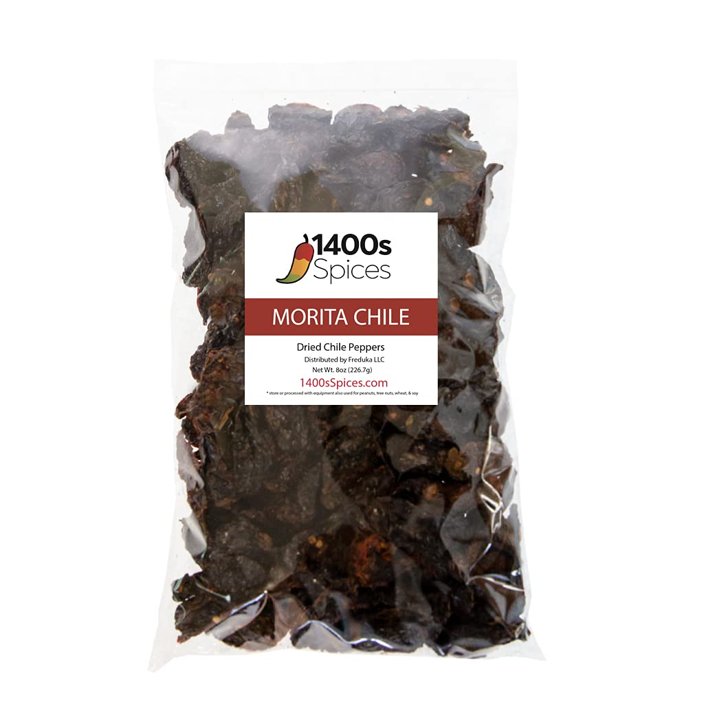 1400S SPICES 8oz Morita Chipotle Dried Whole Chile Peppers, Heat-Sealed Resealable Bag, Authentic Mexican Food