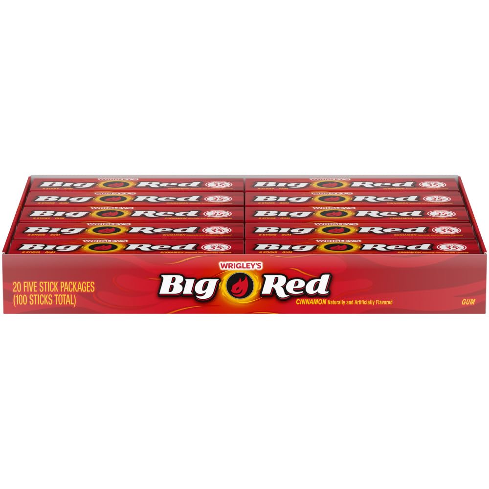 Wrigley'S Big Red Cinnamon Chewing Gum, 5-Stick Pack (40 Packs) 5 Count