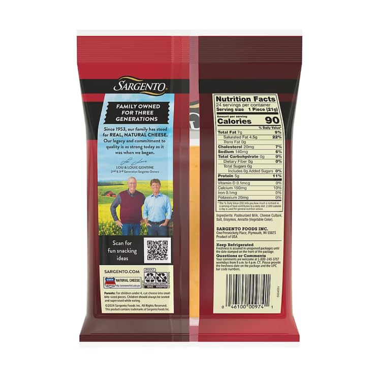 Sargento Natural Sharp Cheddar Cheese Snacks, 24 ct./0.75 oz
