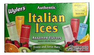 SINGLES TO GO! Wylers Italian Ices Original Flavors, 40 - 1.5 oz Pops - (Pack of 2)