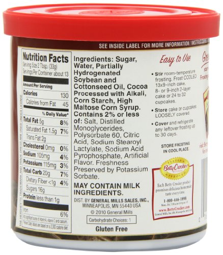Betty Crocker Rich & Creamy Gluten Free Dark Chocolate Frosting, 16 oz. (Pack of 8)