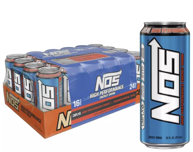 NOS High Performance Energy Drink, 16 Fl Oz Cans, Pack of 24