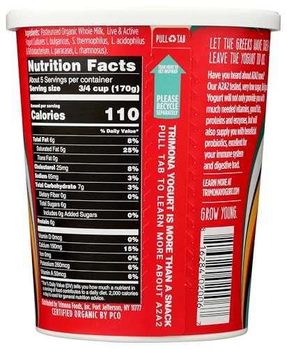 Trimona Foods Organic Plain Bulgarian A2A2 Yogurt, 32 Oz