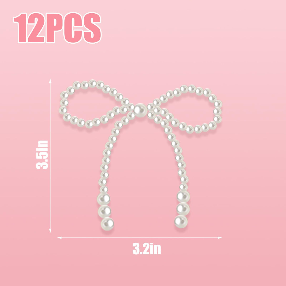 Solldgt 12Pcs Pearl Bow Cake Topper Set, White Bowknot Cupcake Toppers for Birthday, Wedding, Baby Shower Party Decorations