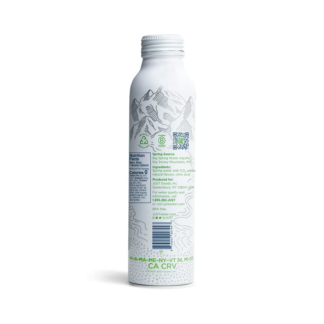 Just Bubbles Lime - Pure Premium Sparkling Spring Water In A Fully Recyclable Reusable Eco-Friendly Bottle - 100% Mountain-Sourc