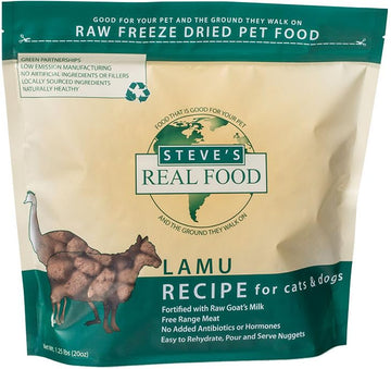 Steves Real Food Freeze-Dried Raw Nuggets for Dogs, Lamb & Emu, 1.25 lb