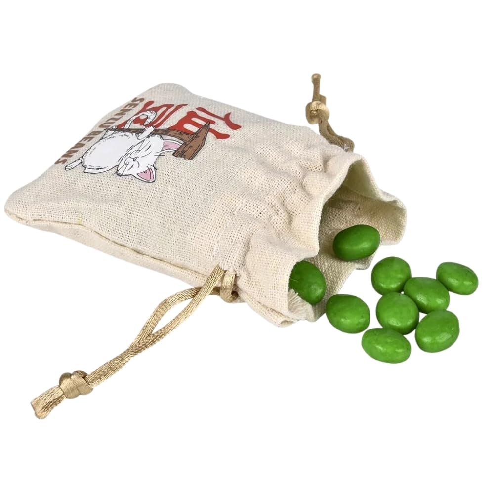 Boston America Dragonball Z Senzu Beans Candy 1 Collectible Korin Drawstring Bag Sour Green Apple Flavored Candy Green, Brown 2 Ounce (Pack Of 1)