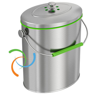 Itouchless Stainless Steel Compost Bin 16 Gallon Includes Absorbx Odor Filter System, Pest-Proof, Titanium Rust-Free Space-Effic