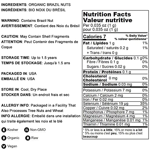 Food to Live Organic Brazil Nuts, 8 Ounces – Non-GMO, Raw, Unsalted, Kosher, Vegan, Keto, Paleo, Rich in Selenium