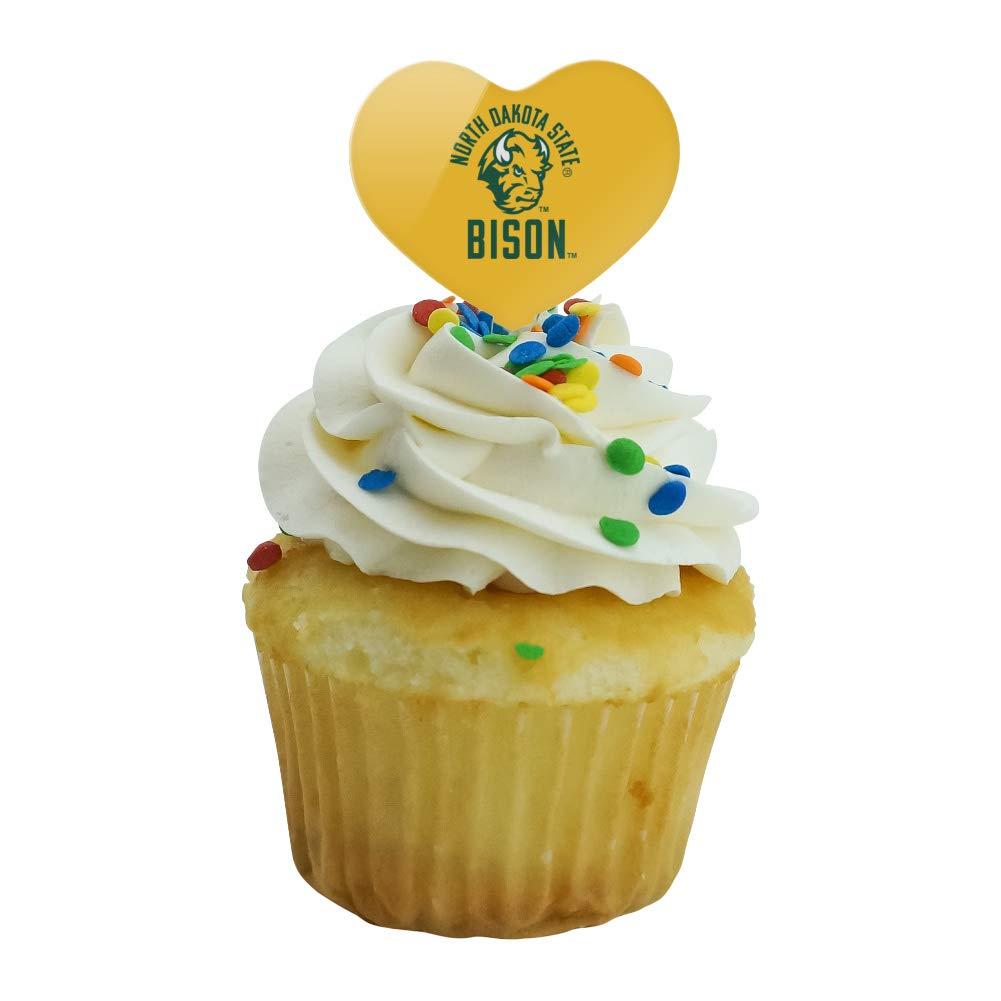 GRAPHICS & MORE North Dakota State Bison Cupcake Picks Set of 6, Acrylic, One Size, Heart Decoration
