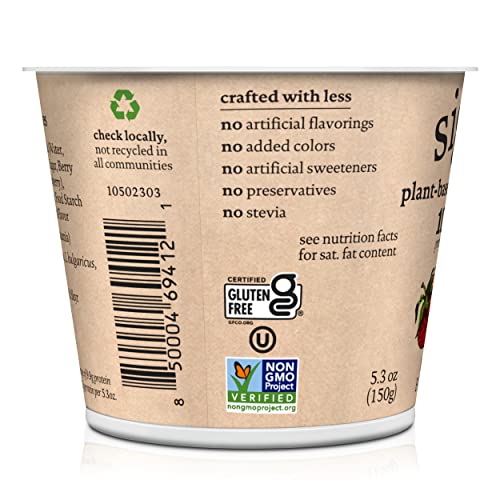 siggis Plant-Based Coconut Blend, Mixed Berry, 5.3 oz. Cup - Single Serving Dairy Free Snack, More Protein Than Sugar