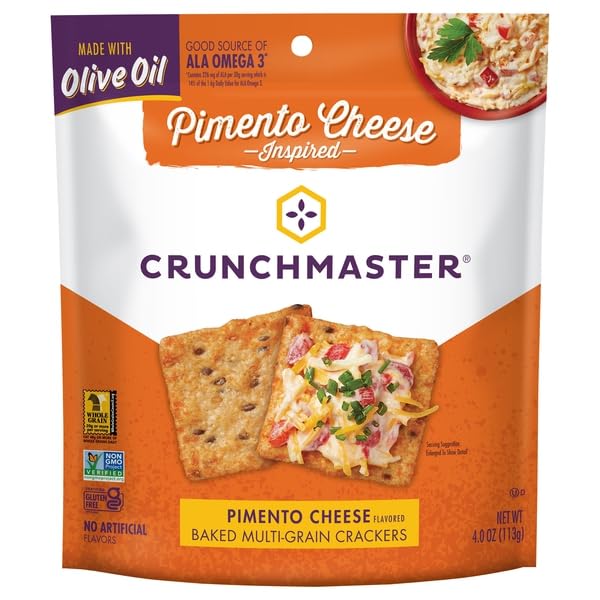 Crunchmaster, Pimento Cheese Flavored Baked Multi-Grain Crackers, 4 Ounce