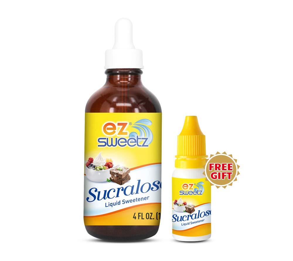 Concentrated Liquid Sucralose Sweetener, 4Oz/120Ml Glass Bottle (2900 Servings), 2-Pack |One Travel Size Bottle 0.5Oz/15Ml (360 Servings)