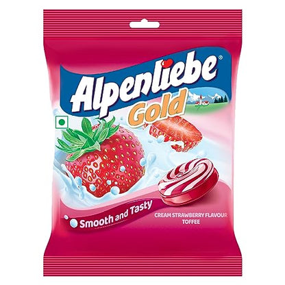 Alpenliebe Gold, Cream Strawberry Candy Pouch, 152 G, 40 Pc, 179.4 Gram